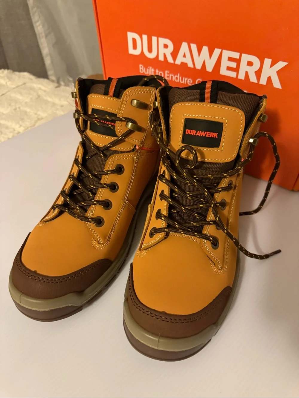 Men's Tan Work Boots – Lightweight Lace-Up Safety Boots